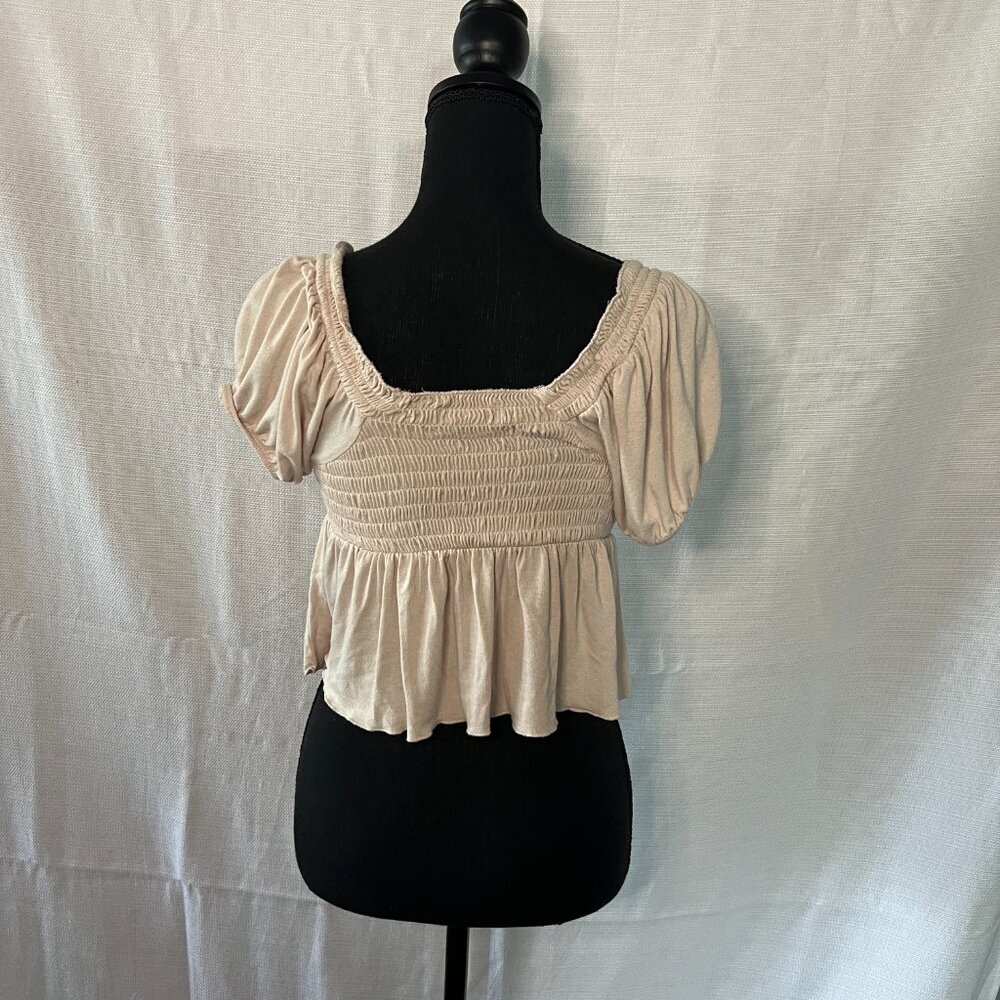 C'ISA Lightweight smocked cropped top cream medium  - 0414 - Picture 4 of 4